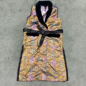 NWT Steve Madden kimono style embroidered faux fur Robe womens M/L